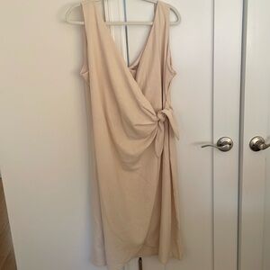 Elegant Cream Wrap Dress